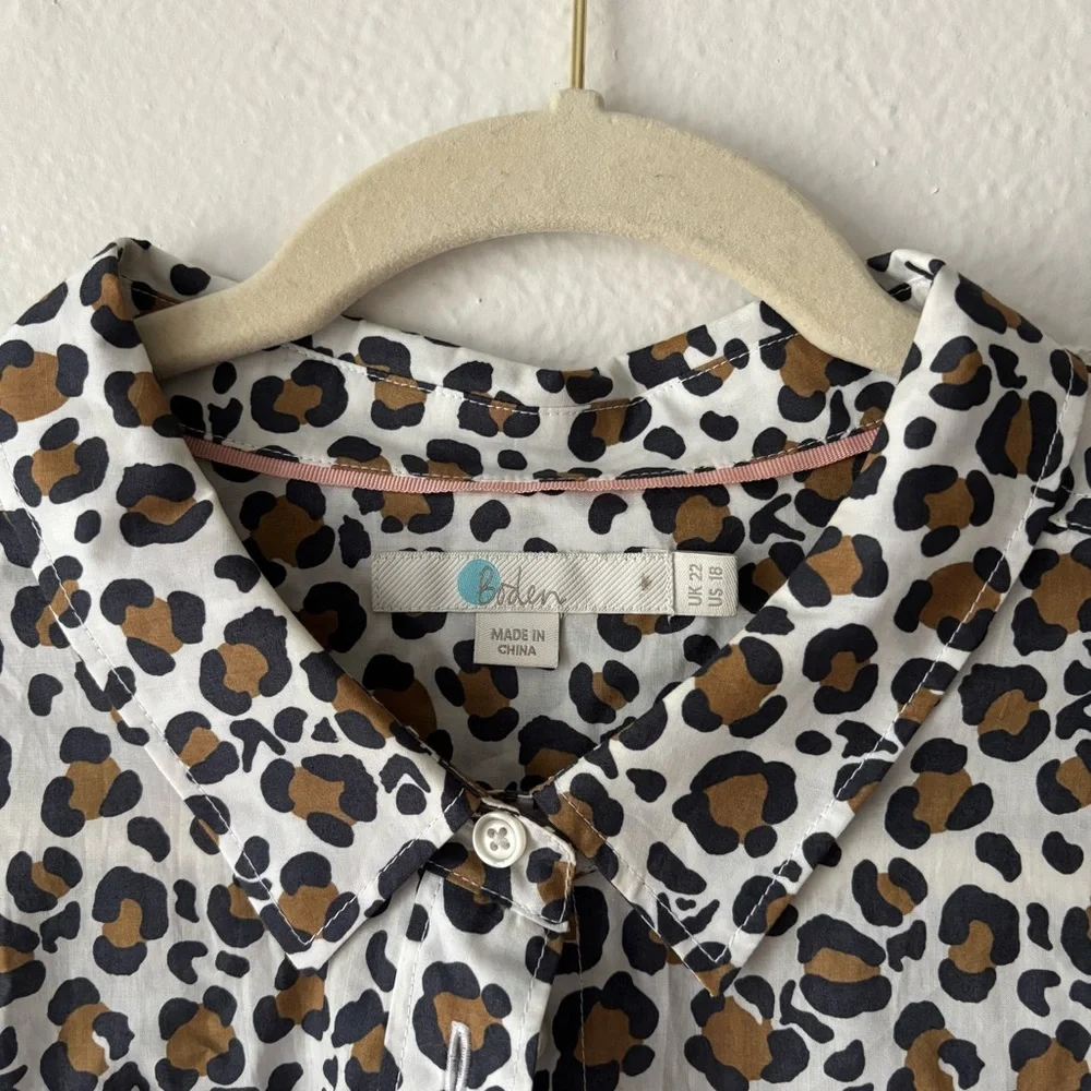 Boden Brown and Black Casual Leopard Print Button Down Shirt - Picture 5 of 6